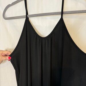 Black BOHO, one piece jumpsuit with adjustable straps, Poly blend, XL.